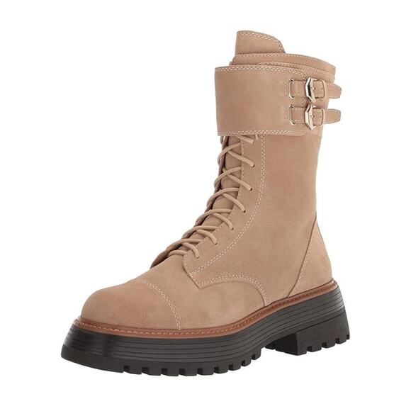 Vince Camuto Monchia Double Buckle Combat Boot Tortilla Size 8 - Picture 1 of 6